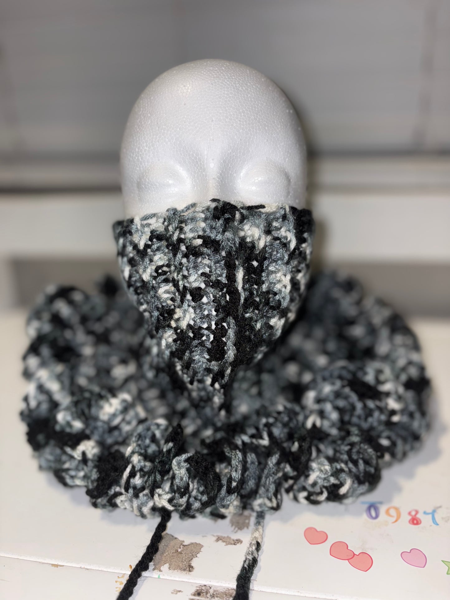 Made-to-Order Ruffle Hood With Face Warmer – Custom Color Crochet Hood