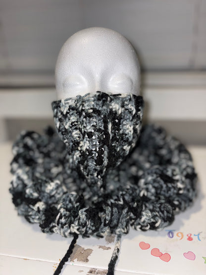 Made-to-Order Ruffle Hood With Face Warmer – Custom Color Crochet Hood