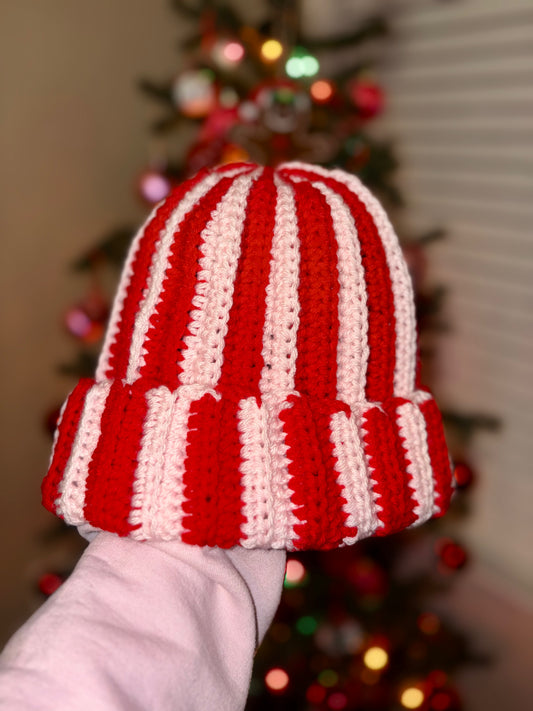 Custom Two-Tone Crochet Beanie | Handmade Ribbed Winter Hat | Made-to-Order Knit Beanie