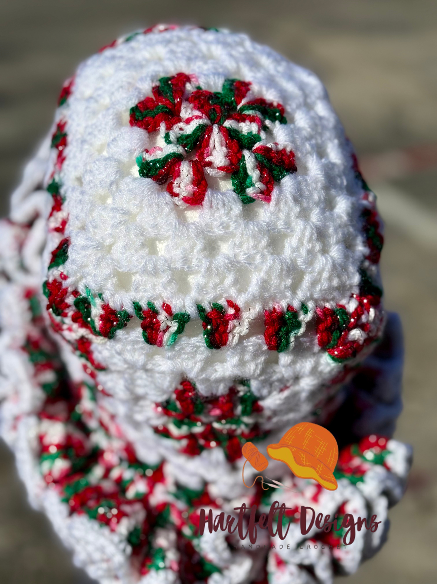 Handmade Christmas Ruffle Flare Hat – Snowflake Holiday Crochet Cap